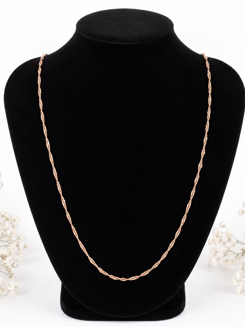 14k Rose Gold 22” 2mm Twisted Singapore Rope Chain Necklace NEW Made in Italy